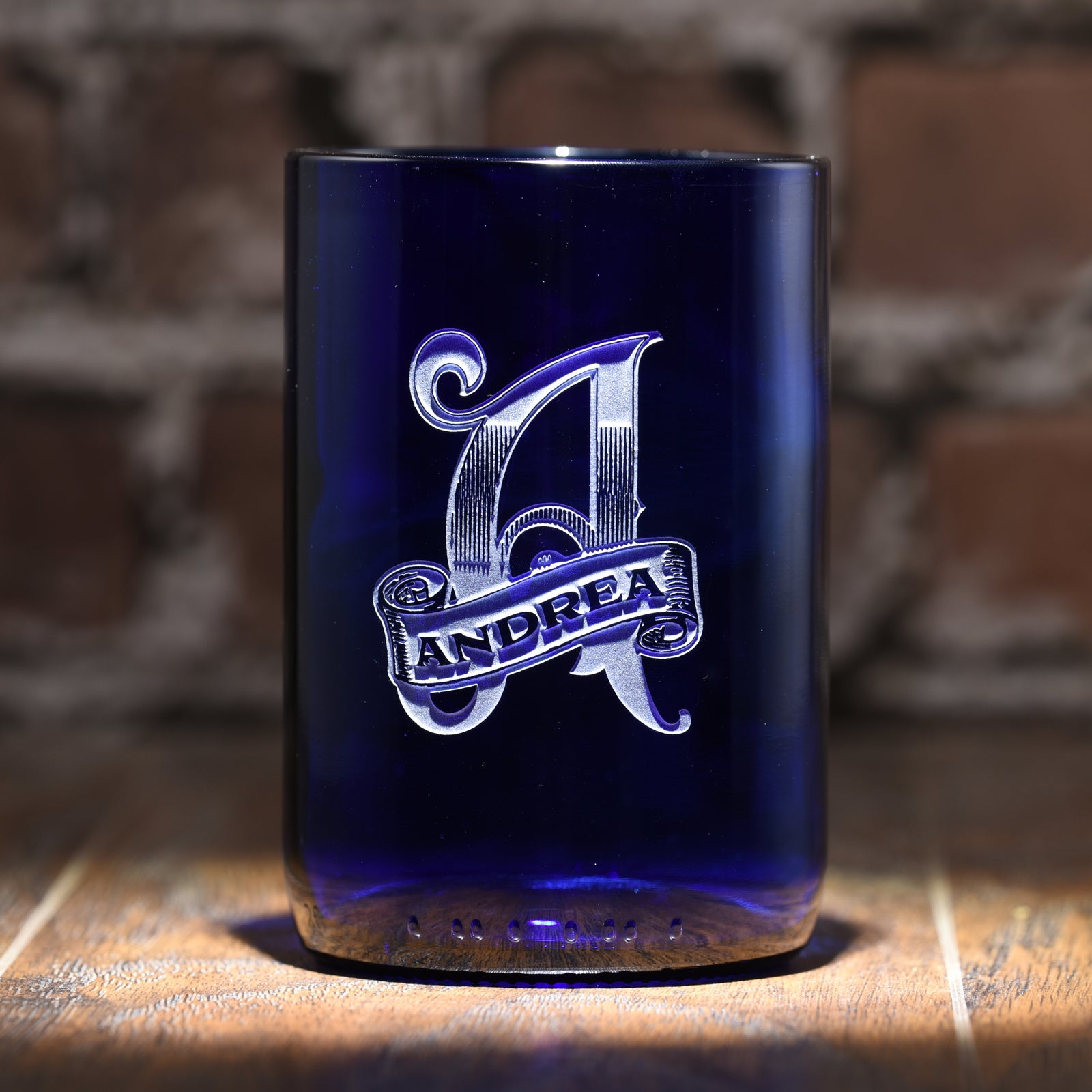 Custom Recycled Wine Bottle Glasses Engraved