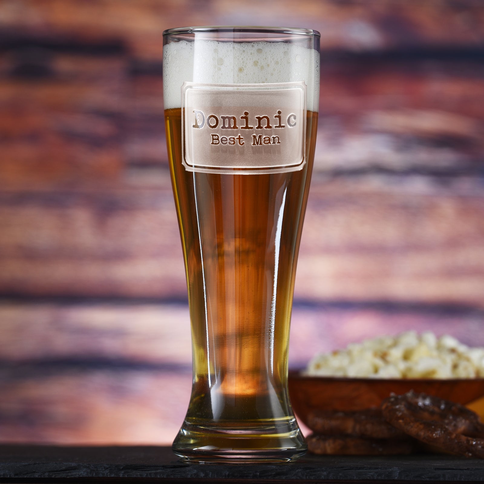 Custom Pilsner Glassware for Groomsmen