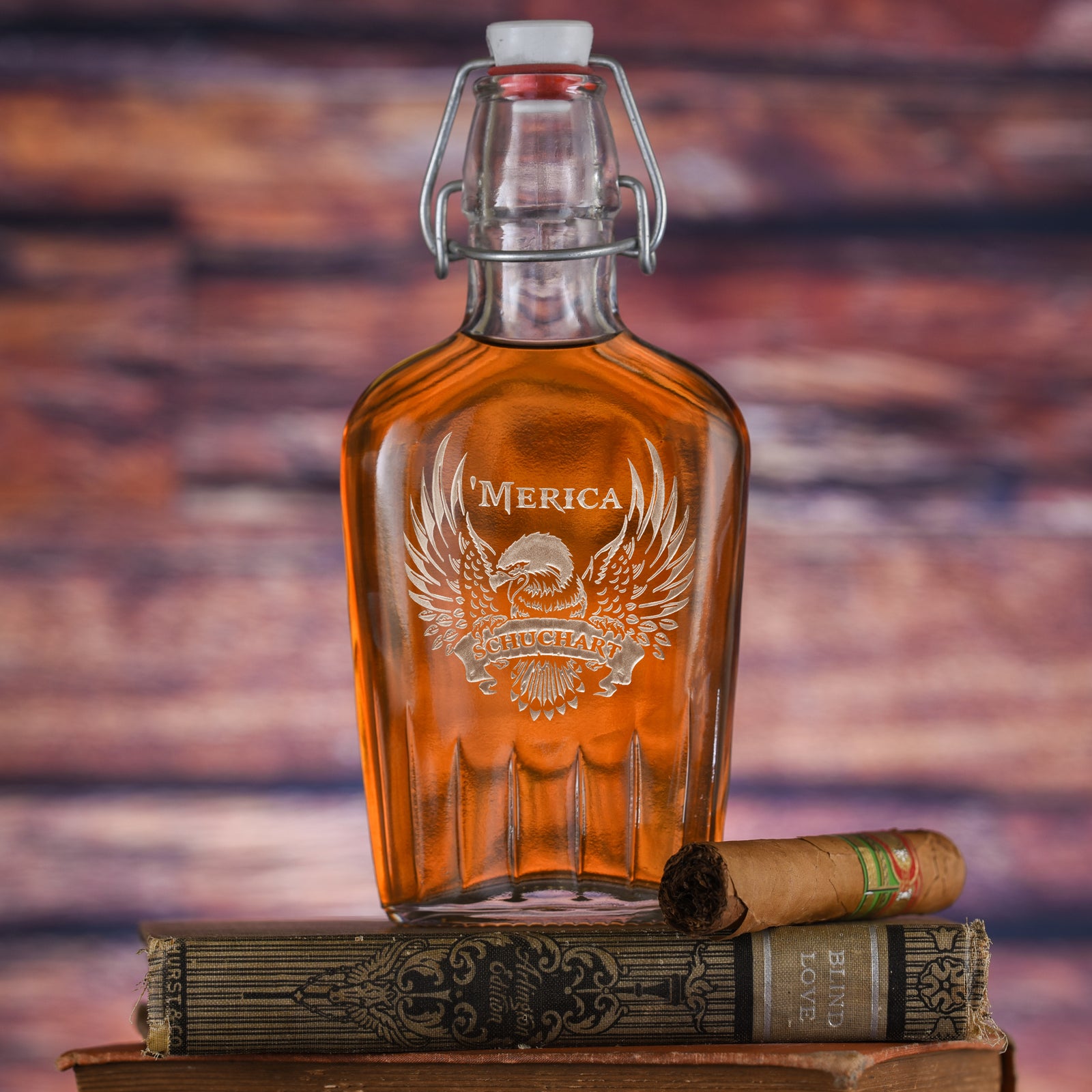 Deep Etched Decanter Gift for Men by Crystal Imagery