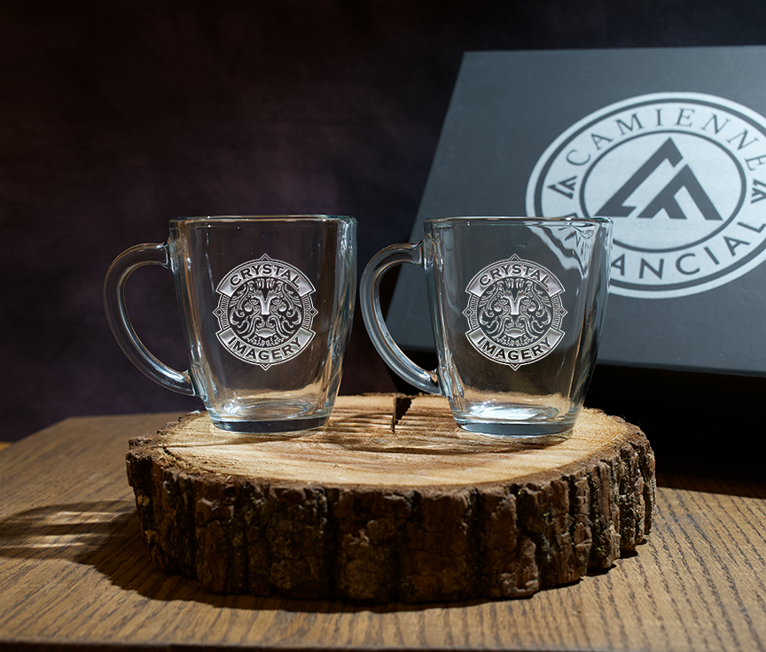 Custom Logo Glass Coffee Gift Set with Engraved Gift Box – Set of 2