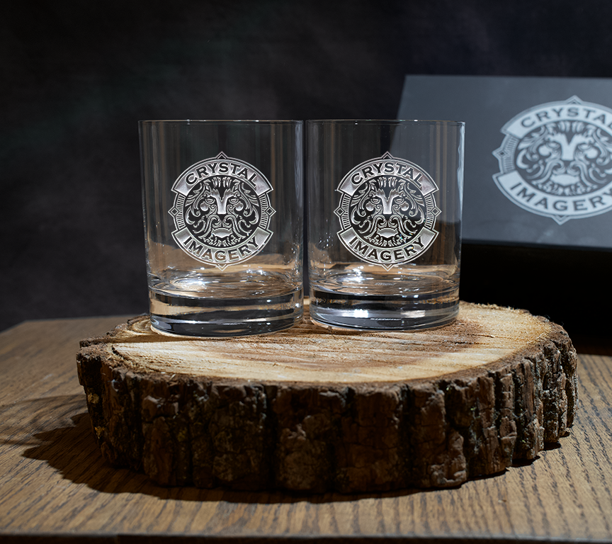 Custom Logo Whiskey Glass Gift Set with Engraved Gift Box – Set of 2