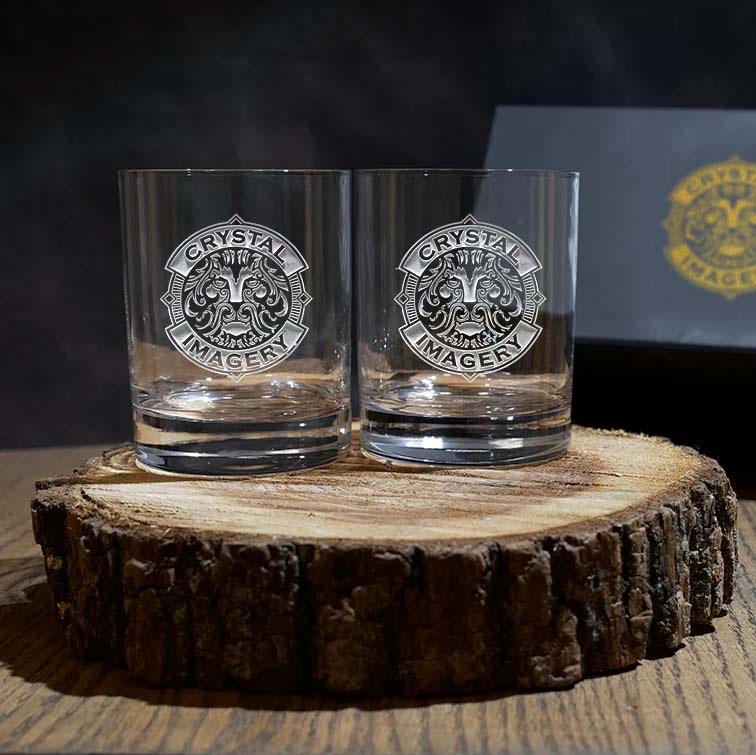 Custom Logo Whiskey Glass Gift Set with Engraved Gift Box – Set of 2