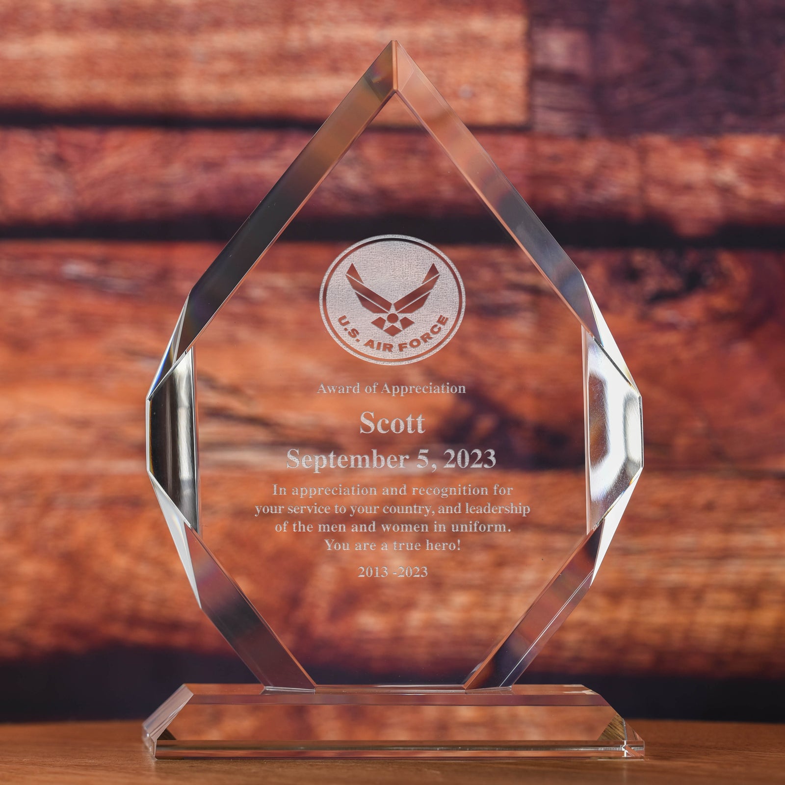 Military Optic Crystal Diamond Recognition Award: Army, Navy, Air Force, or Marines