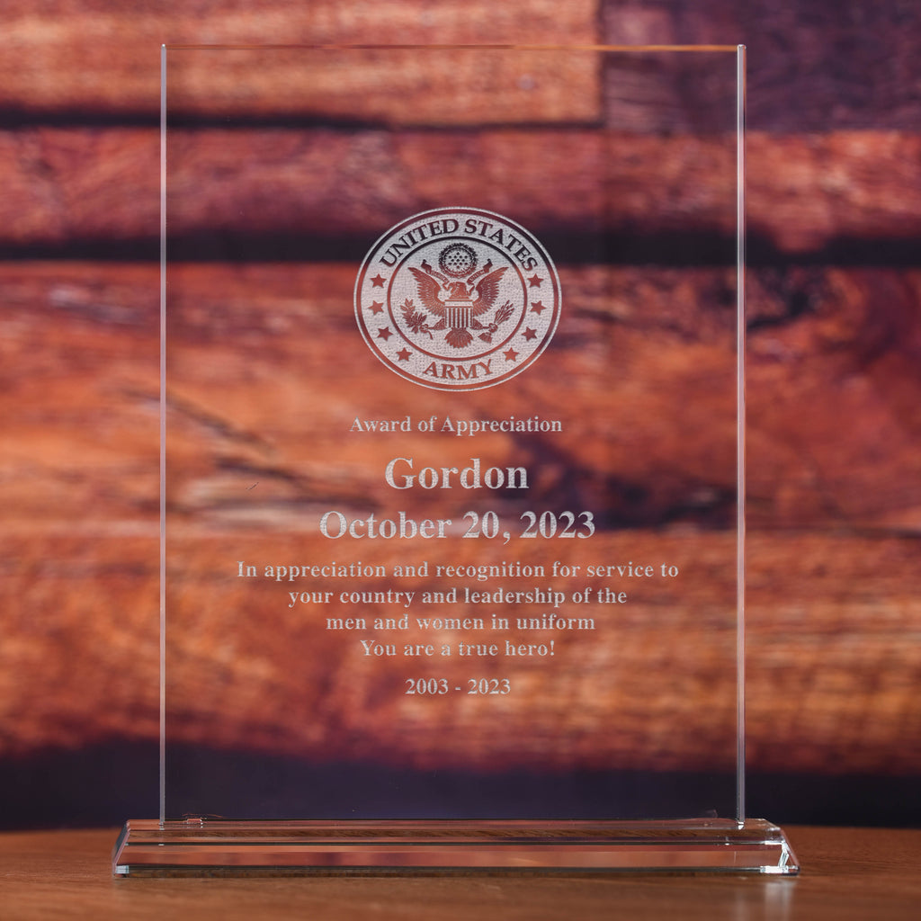 Military Glass Recognition Award, Army, Navy, Air Force, Marines