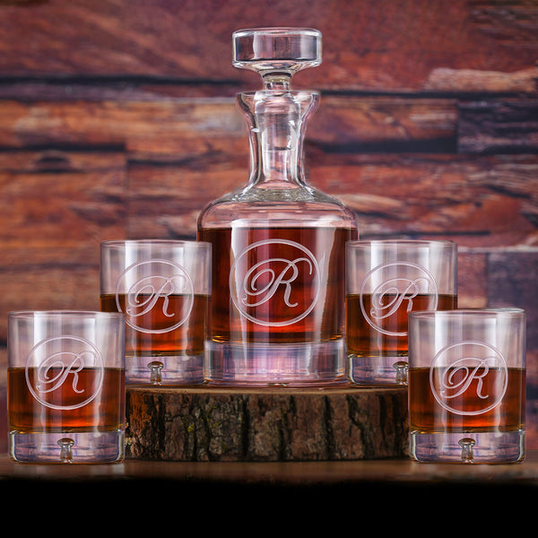 Crystal Scotch Whisky Decanter and Glasses Gift Set of 5