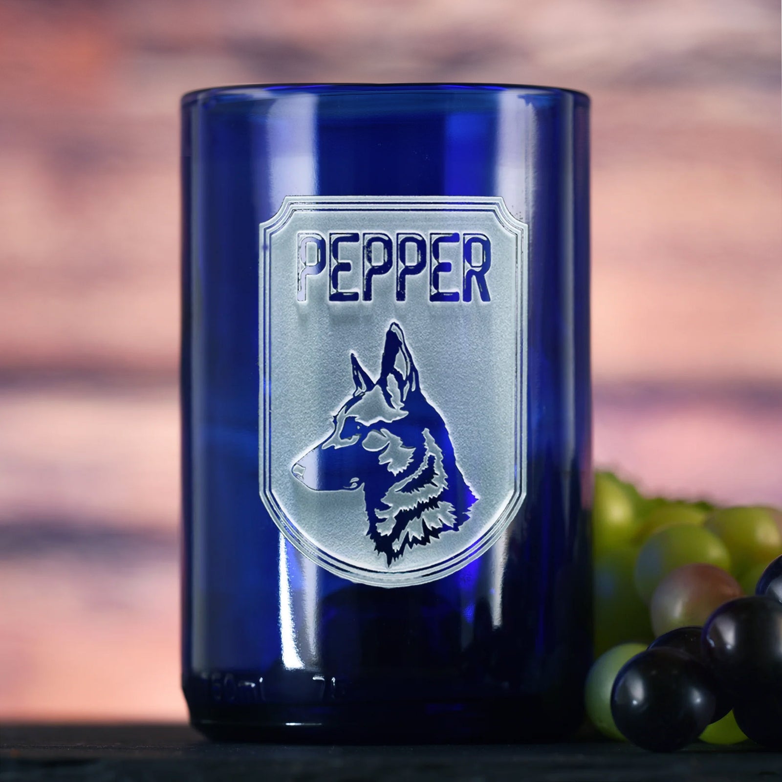 Pet Lover Gift, Personalized Dog Breed, Blue Cocktail Glass