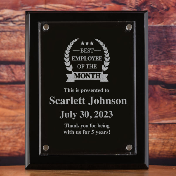 Employee of the Month Wall Plaque Recognition Award Laser Etched