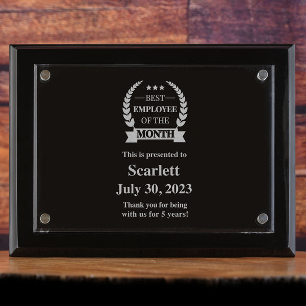 Employee of the Month Wall Plaque Recognition Award Laser Etched