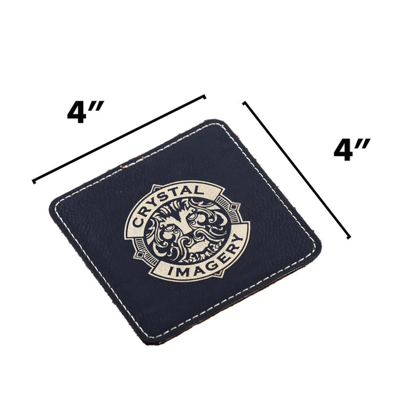Laser Etched Logo Black and Gold Leather Coasters,  SET of 6