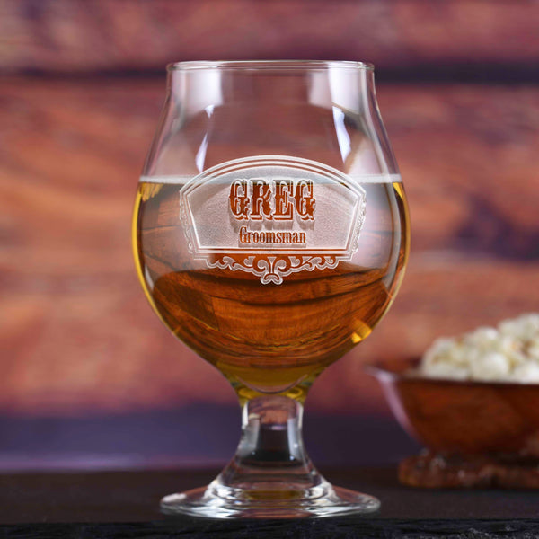 Custom Groomsman Belgian Beer and Cider Glass