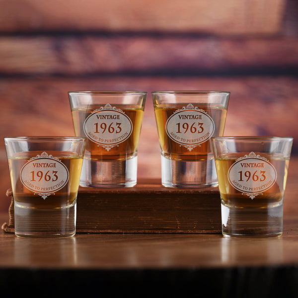 Laser Etched Custom Birthday Shot Glass Gift Set of 4