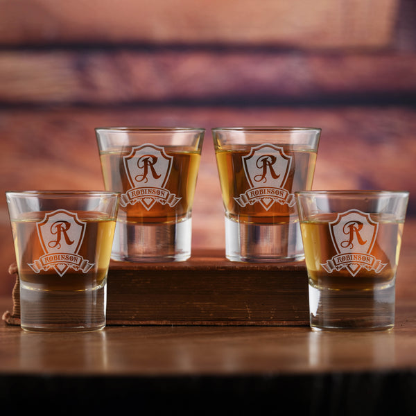 Laser Etched Personalized Shot Glass Gift Set of 4