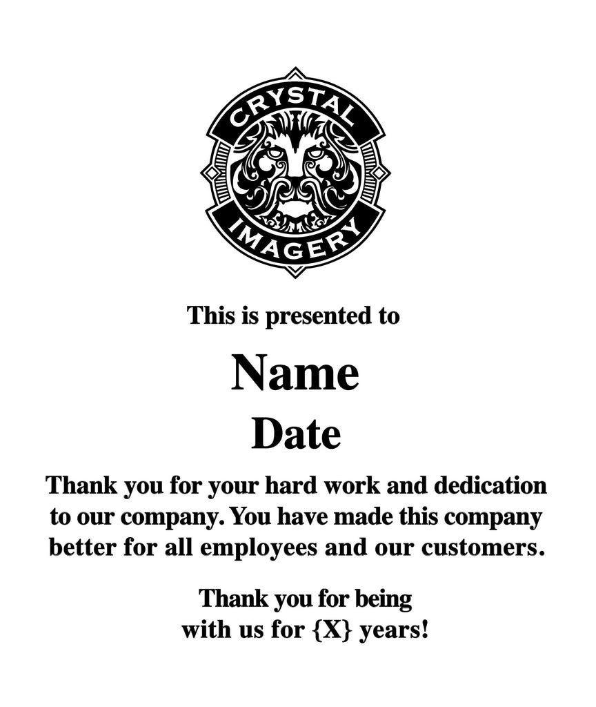 Black Wall Plaque Recognition Award Your Design Laser Etched