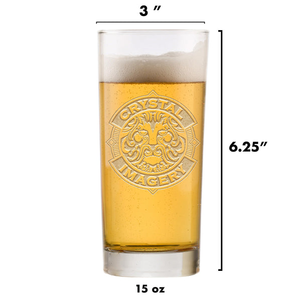 Laser Etched Logo Highball Cooler Mixed Drink Glass