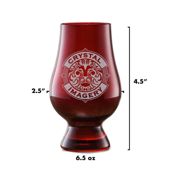 Etched Red Glencairn Whisky Glass