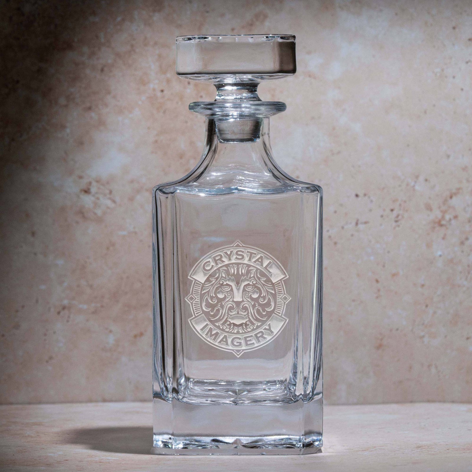 Logo Square Whiskey Decanter, Engraved