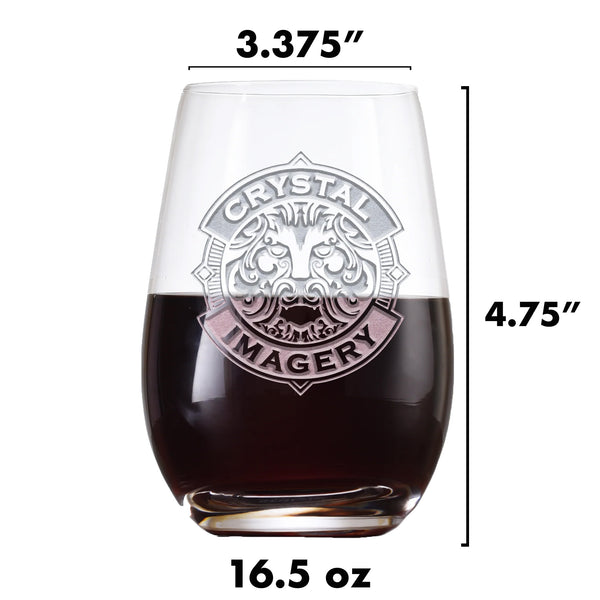 Deep Engraved Your Logo Crystal Stemless Wine Glass by Crystal Imagery