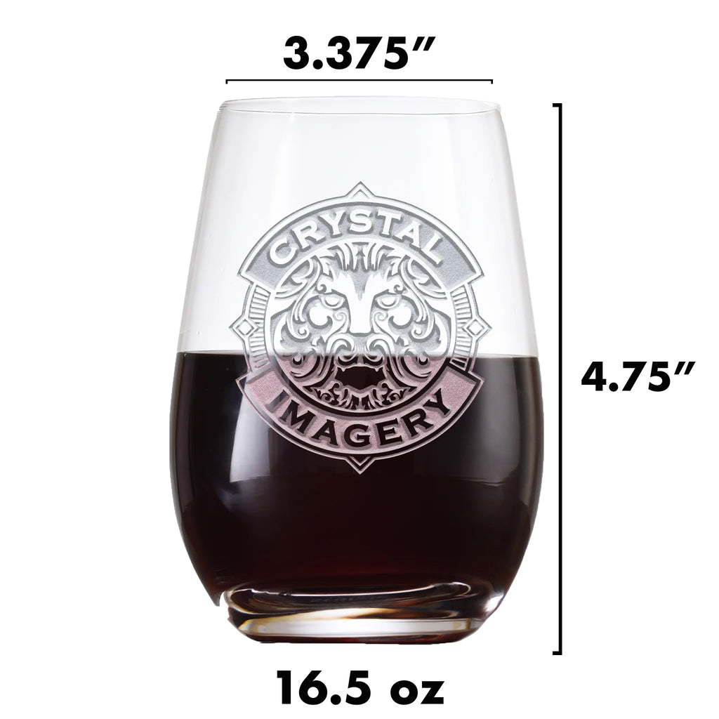 Personalized Stemless Wine Glass Tumbler by Crystal Imagery