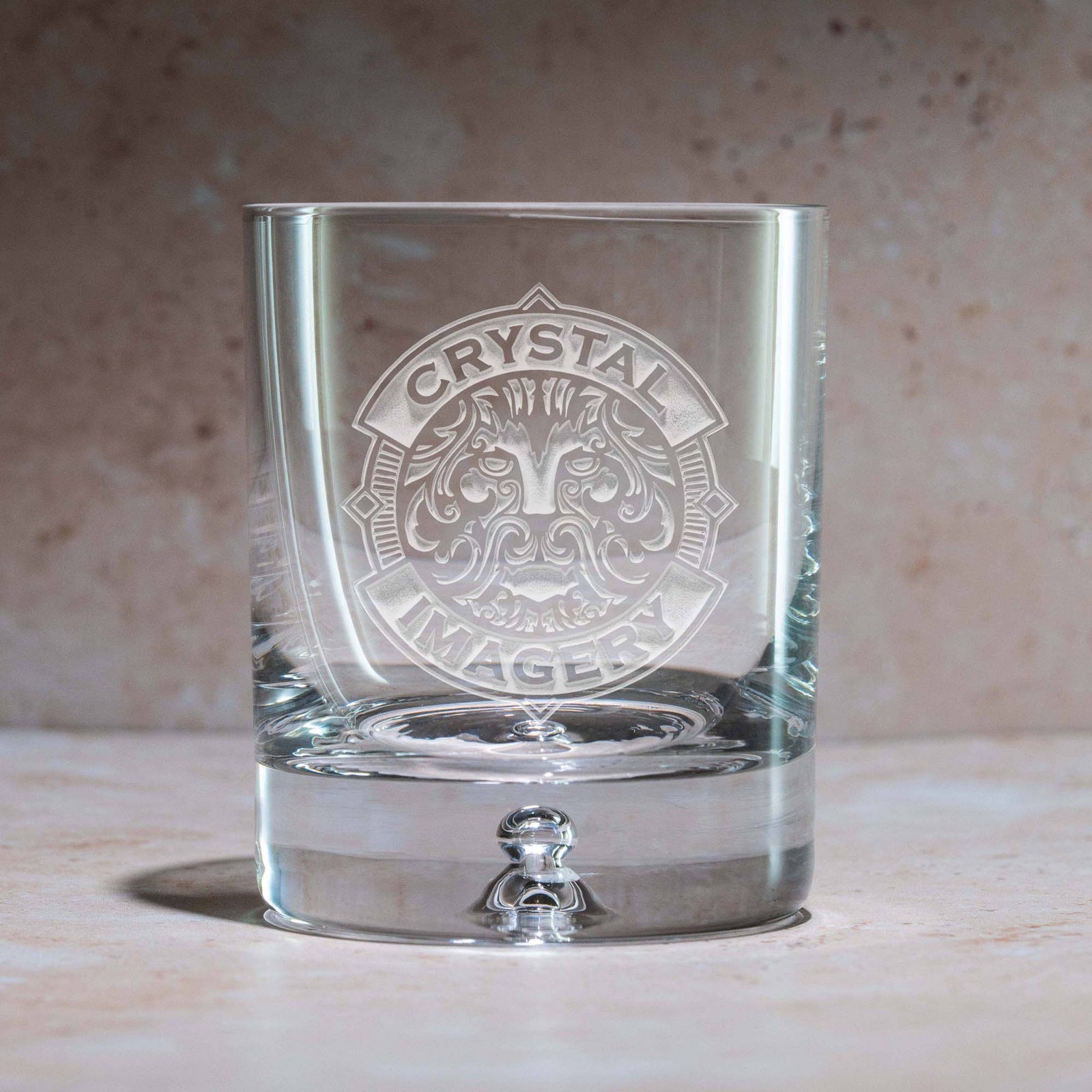 Logo Crystal Scotch Whiskey Rocks Glasses, Engraved