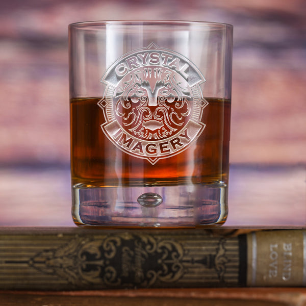 Logo Engraved Whiskey Bar Glass - Bubble Sham