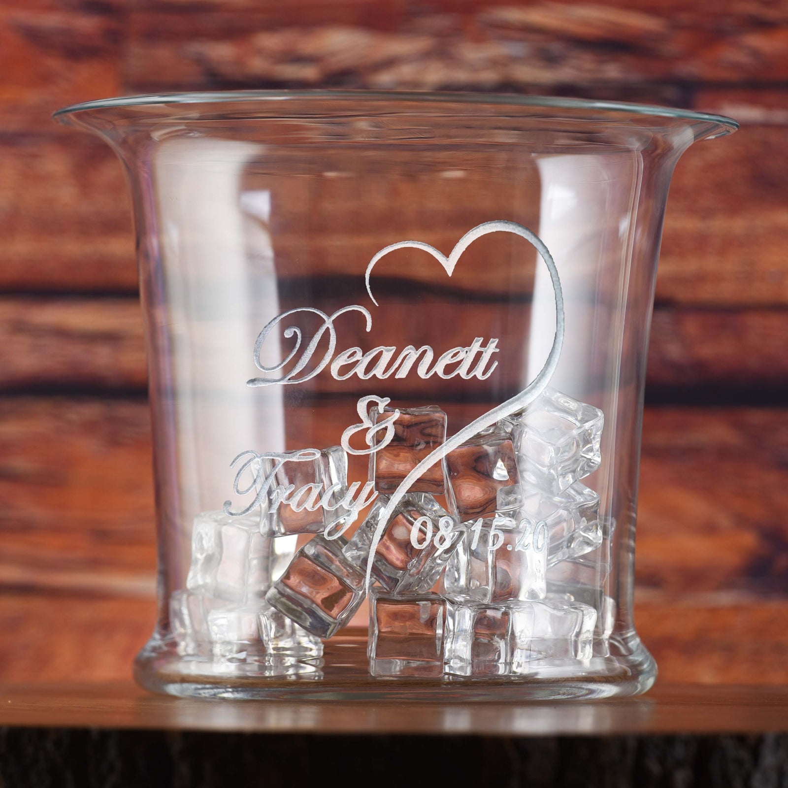 Wedding Gift, Ice Bucket, Wine, Champagne Cooler - Monogram Crystal