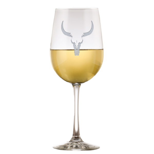 Deep Carved Longhorn Steer Standard Wine Glasses