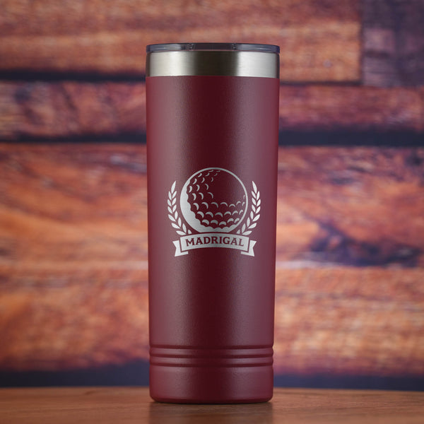 Custom Golf Ball Theme Skinny Travel Tumbler Gift for Golfers