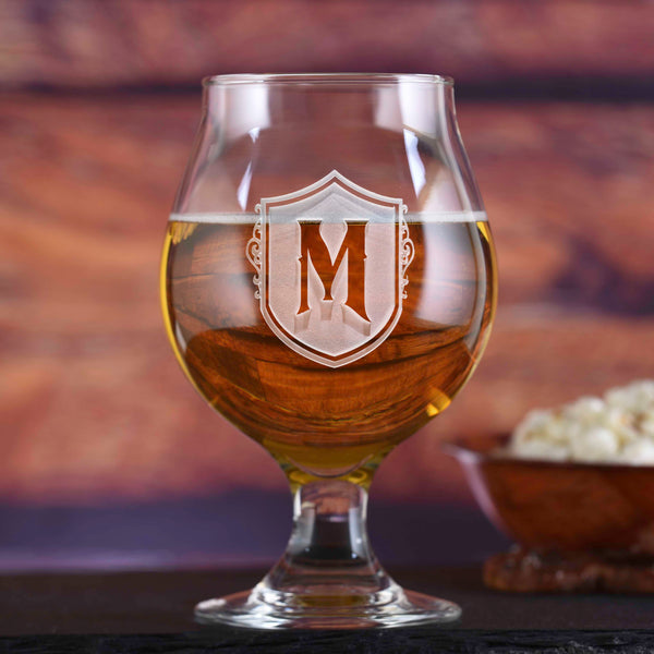 Monogram Engraved Belgian Beer and Cider Glass