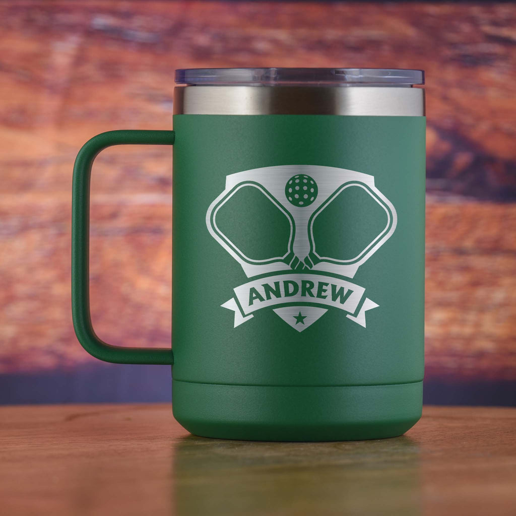 Custom Pickleball-Themed Coffee Tumbler Mug with Handle