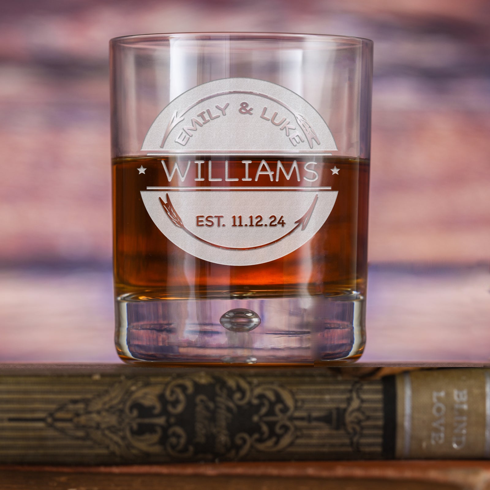 Rocks Whiskey Glass, Rustic Arrows Wedding Gift