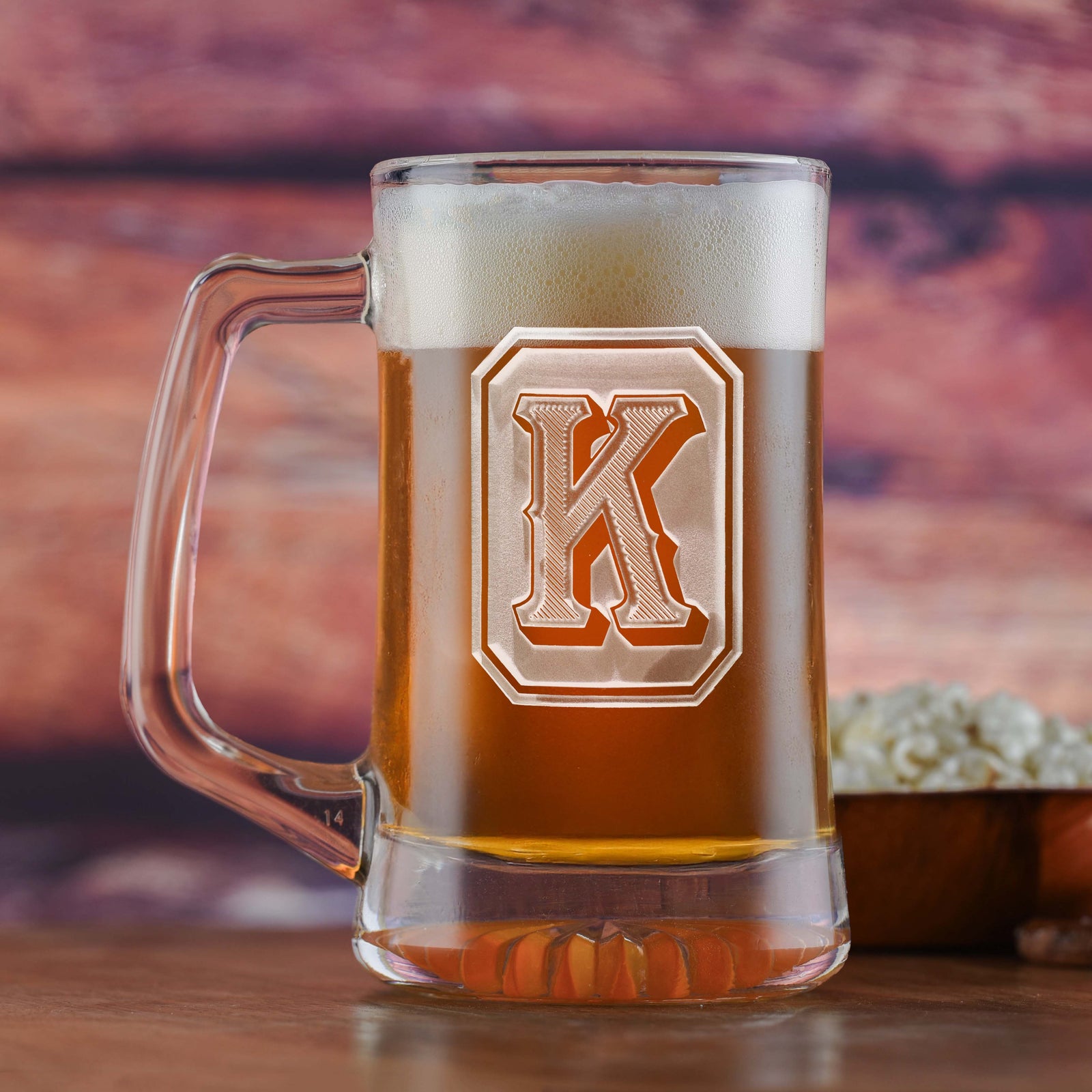 Monogrammed Full Emerald Design Beer Mug