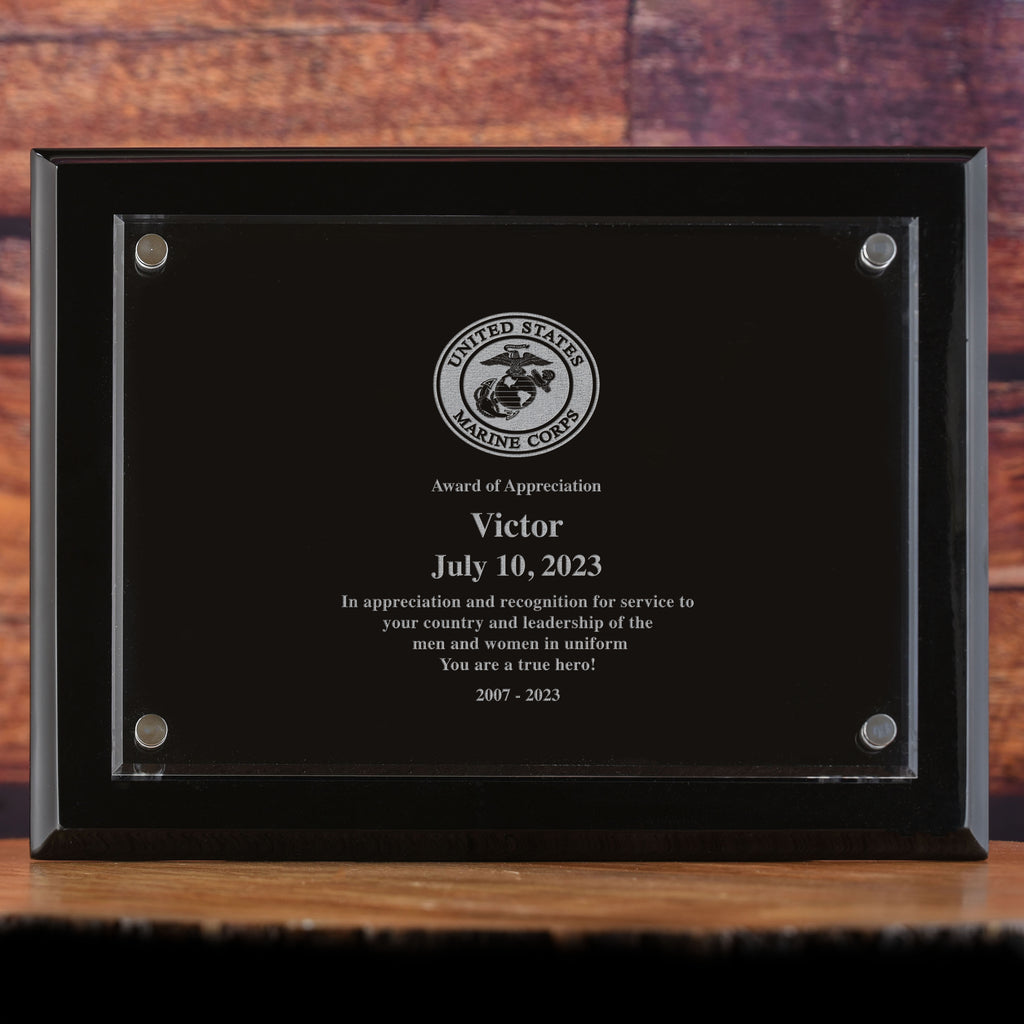 Military Wall Plaque Recognition Award, Army, Navy, Air Force, Marines Laser Etched