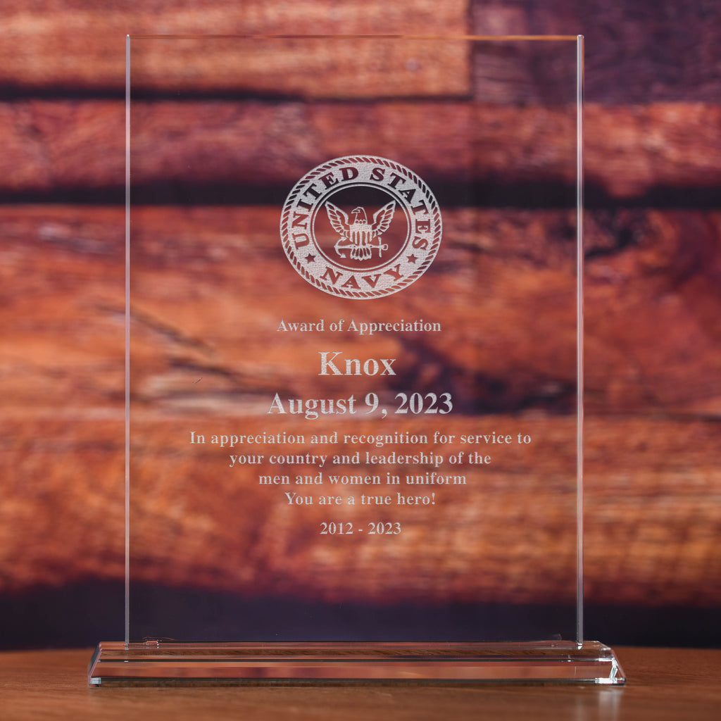 Military Glass Recognition Award, Army, Navy, Air Force, Marines
