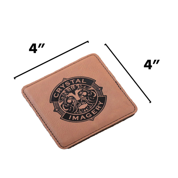 Laser Etched Logo in Tan Leather Coasters,  SET of 6