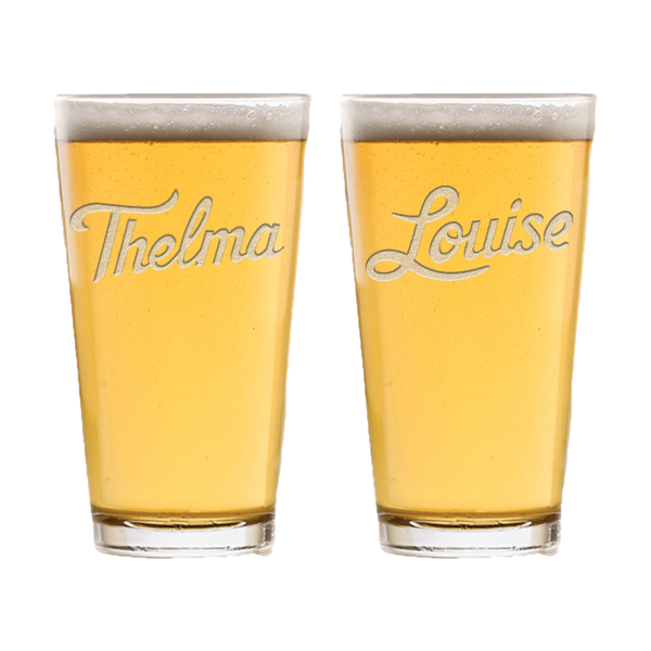 Deep Carved Thelma & Louise Pint Glass