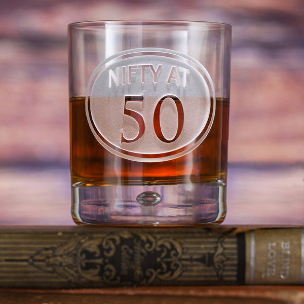 Engraved 50th Birthday Bormioli Whiskey Glass