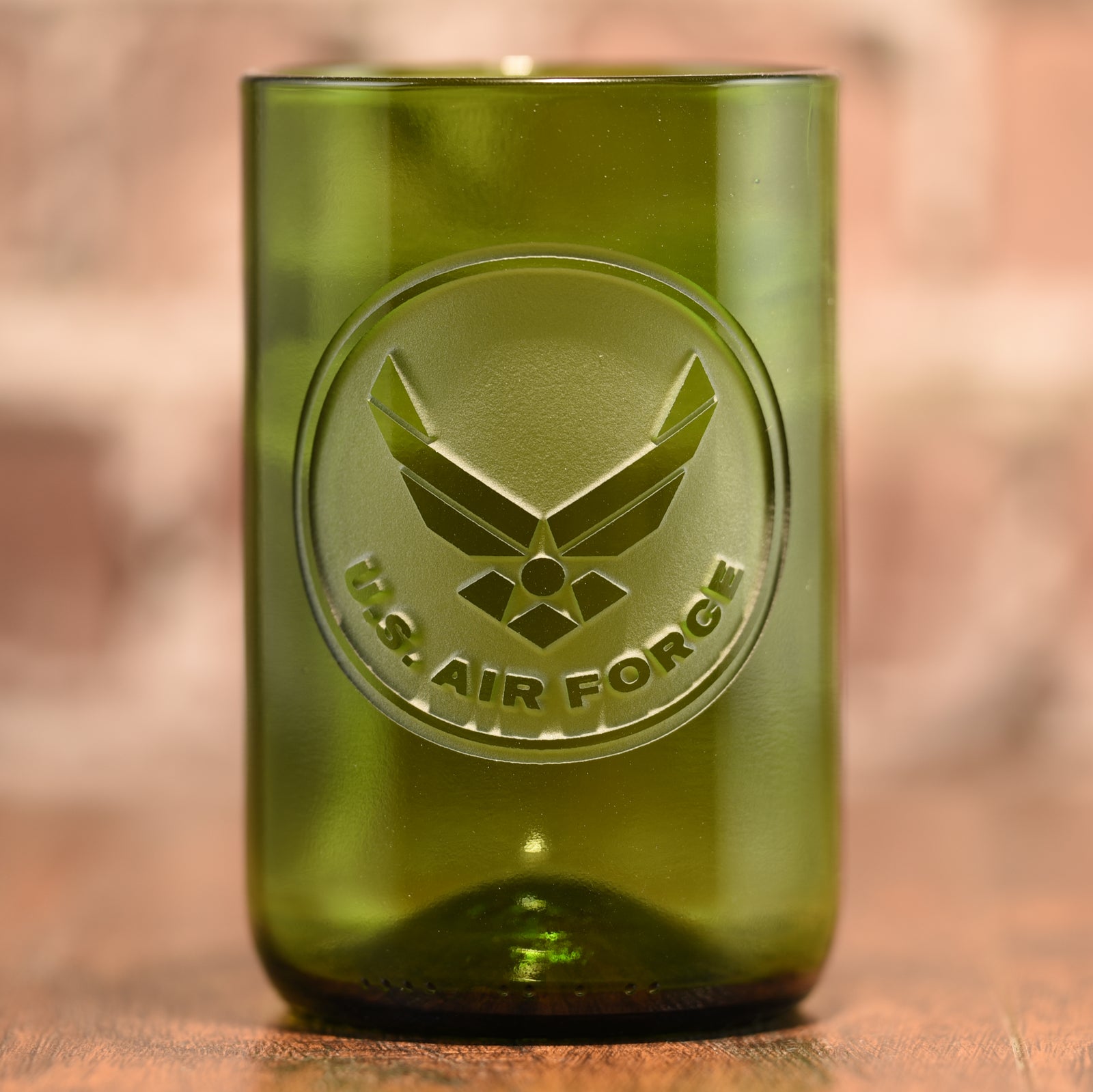 Air Force Gift For Airman - Recycled Green Wine Bottle Glass, Engraved