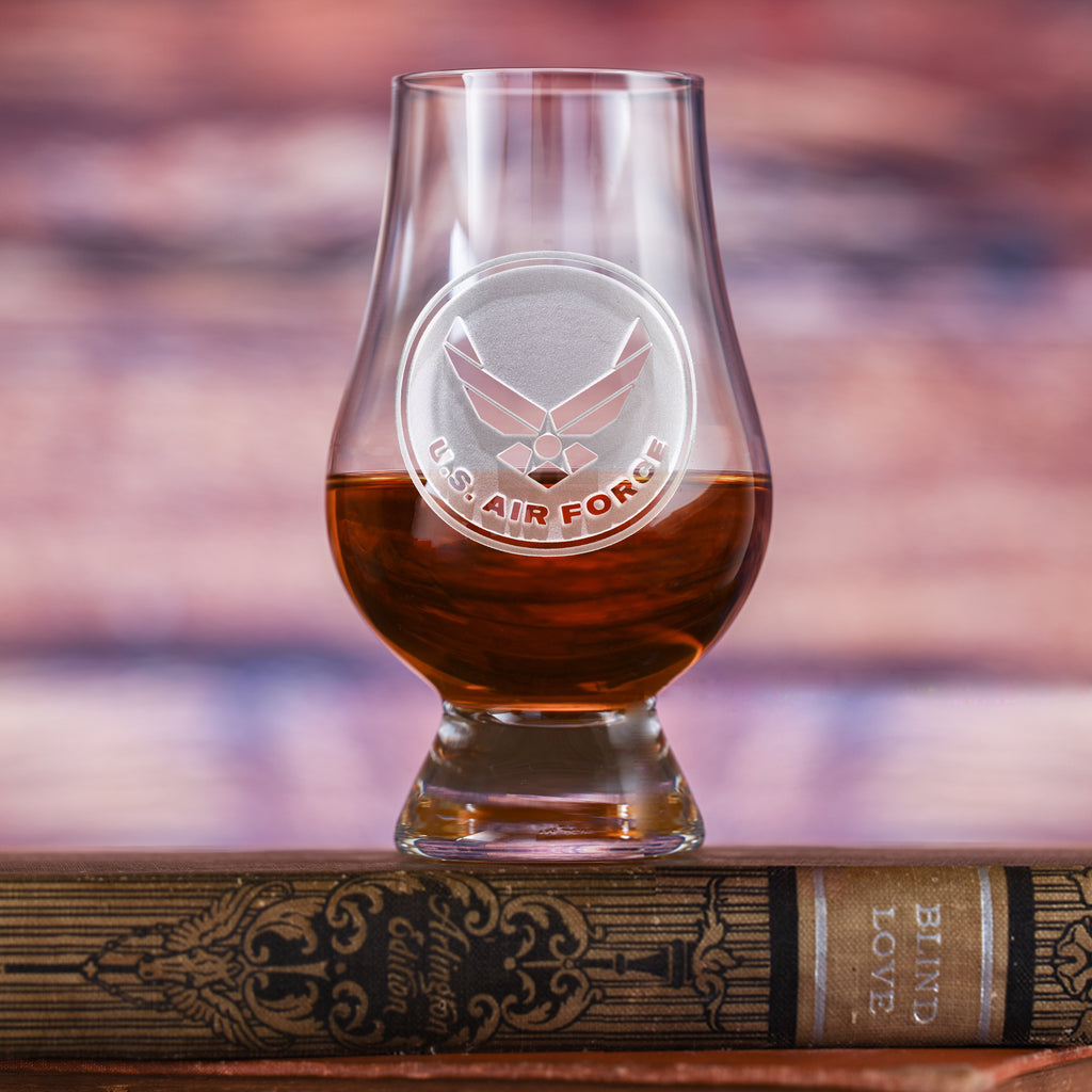 Engraved Air Force Glencairn Whisky Glass