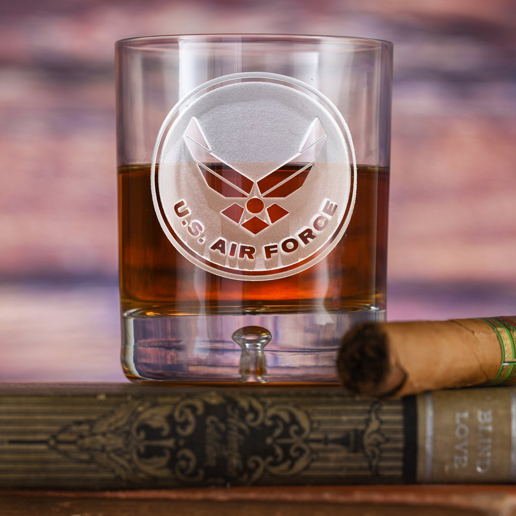 Engraved Air Force Whiskey Scotch Glasses