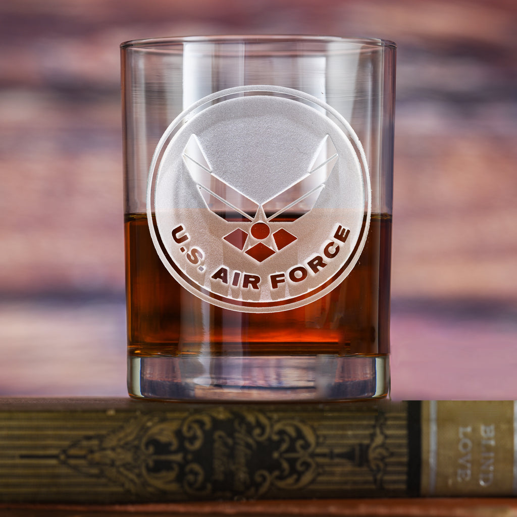 Engraved Air Force Whiskey Scotch Glasses