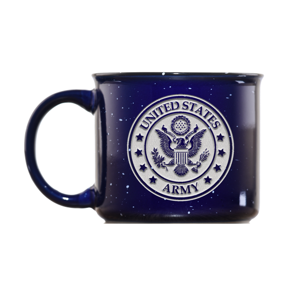 Deep Carved Army Blue Campfire Mug