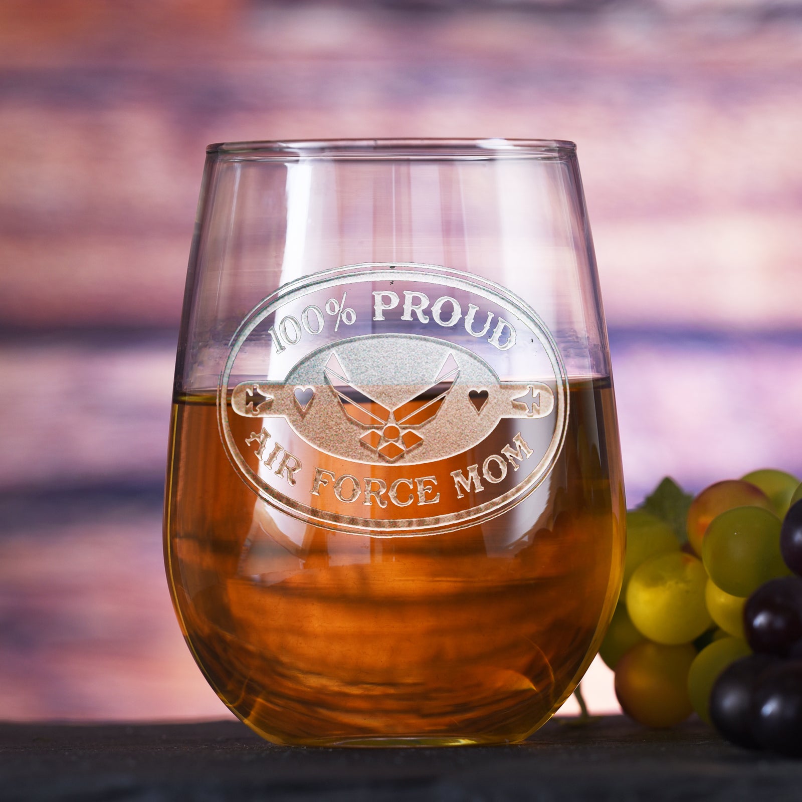 Gifts for Air Force Mom - Stemless Wine Glasses