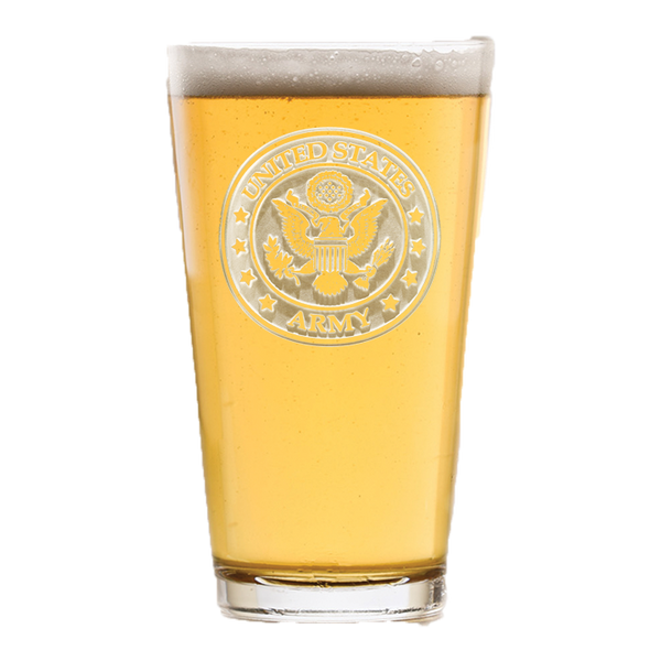 Deep Carved Army Pint Glass