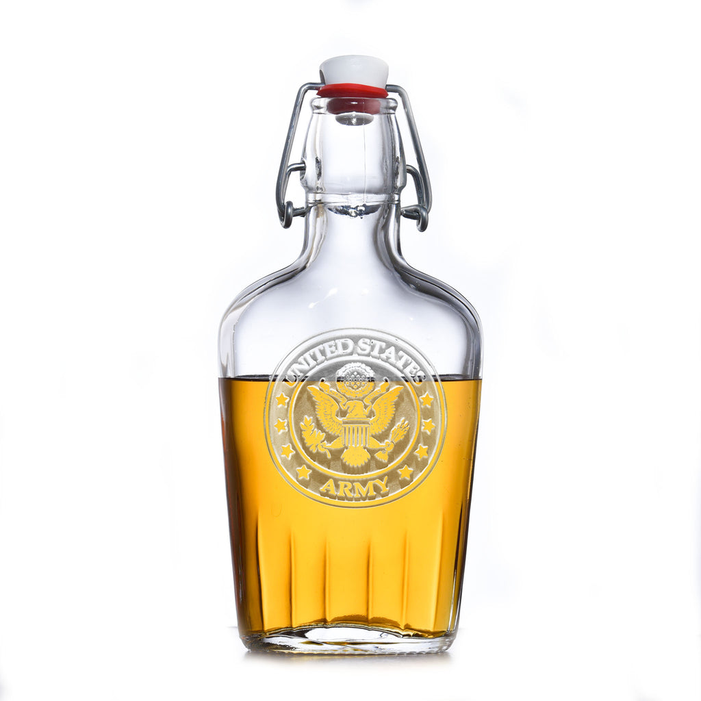 Army Seal Insignia Engraved Whiskey Flask Gift