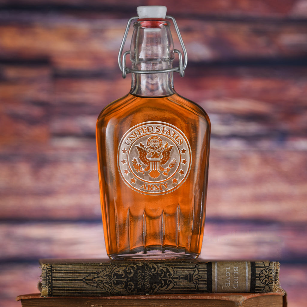 Army Seal Insignia Engraved Whiskey Flask Gift