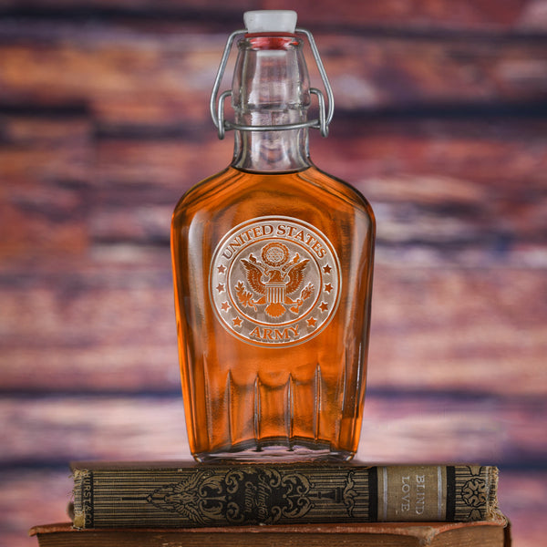 Army Seal Insignia Engraved Whiskey Flask Gift
