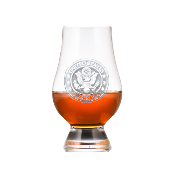 Deep Carved Army Logo Glencairn Glass