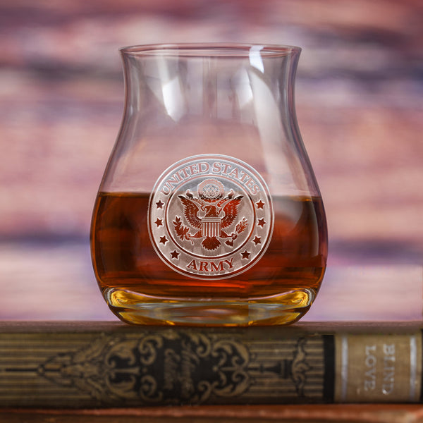 Army Canadian Whiskey Engraved Crystal Glass