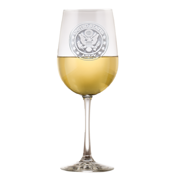 Deep Carved Army Logo Standard Wine Glasses