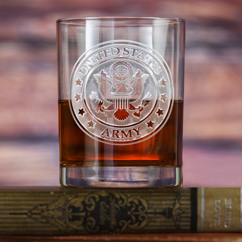 Engraved Army Whiskey Glass
